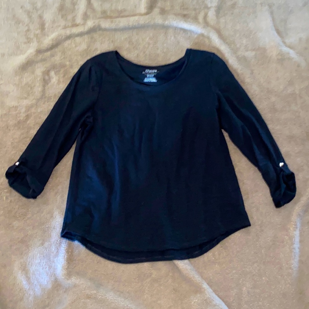✔️Chico’s ultimate black tee 3/4 sleeve petite small
